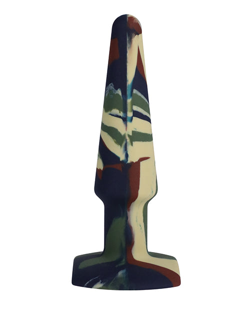 A Play 5" Groovy Silicone Anal Plug - Camouflage - Empower Pleasure