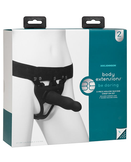 Body Extensions Be Daring 2-Piece Strap-On Set - Black - Empower Pleasure