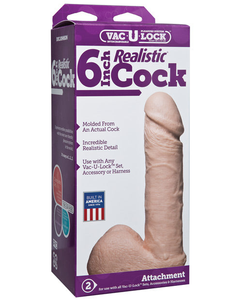 Vac-U-Lock 6" Realistic - White - Empower Pleasure