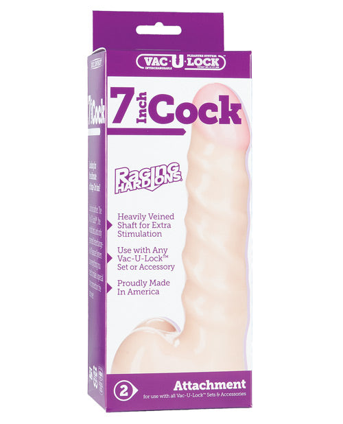 Vac-U-Lock 7" Raging Hard on Realistic Cock - White - Empower Pleasure