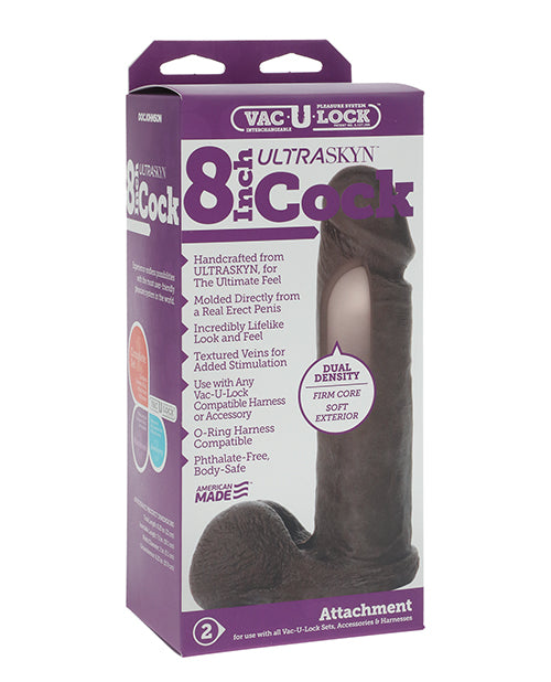 Vac-U-Lock 8" Ultraskyn Cock Attch. - Black - Empower Pleasure