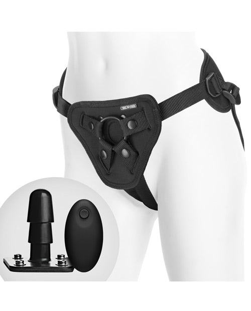 Vac-U-Lock Supreme Harness with Vibrating Plug - Black