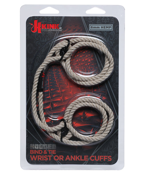 Kink Hogtie Bind & Tie Wrist or Ankle Hemp Cuffs - 6 mm - Assorted Colors - Empower Pleasure