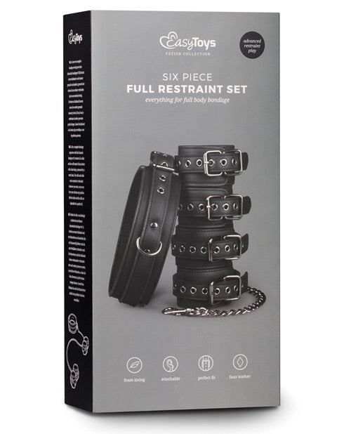 Easy Toys Fetish Set with Collar, Ankle & Wrist Cuffs - Black