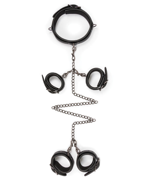 Easy Toys Fetish Set with Collar, Ankle & Wrist Cuffs - Black