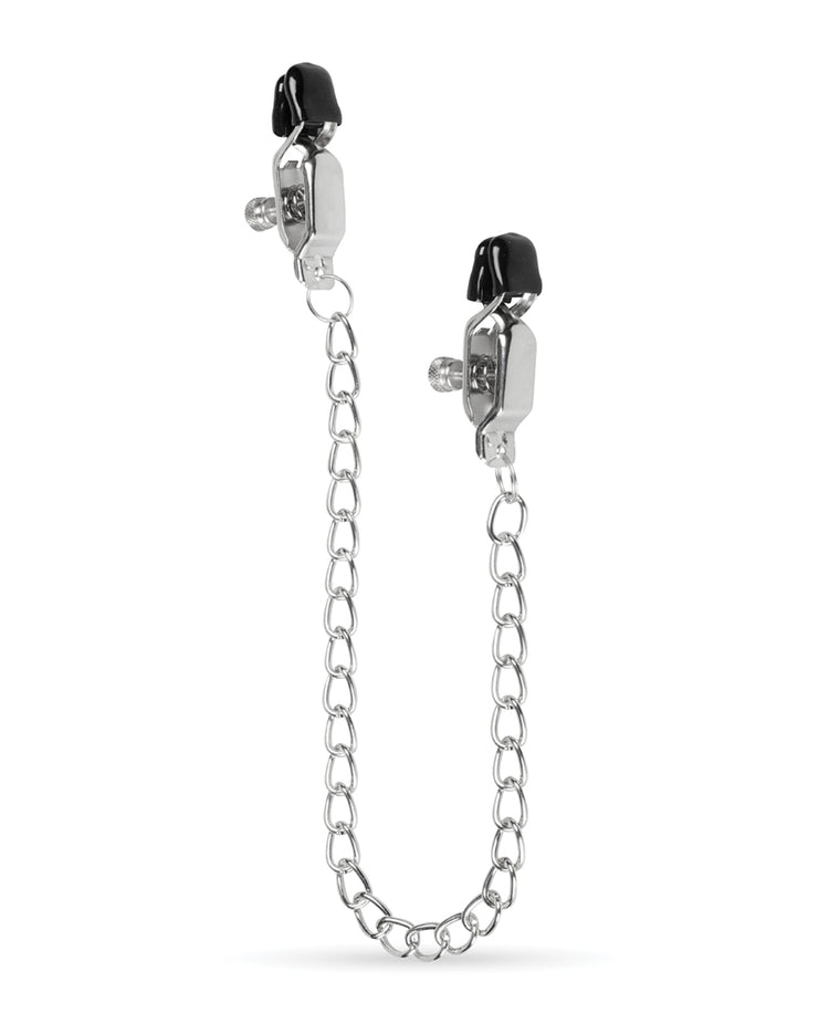 Easy Toys Big Nipple Clamps with Chain - Silver