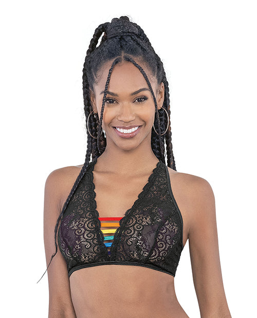 Pride Lace Rainbow Strappy Top Black O/S - Empower Pleasure