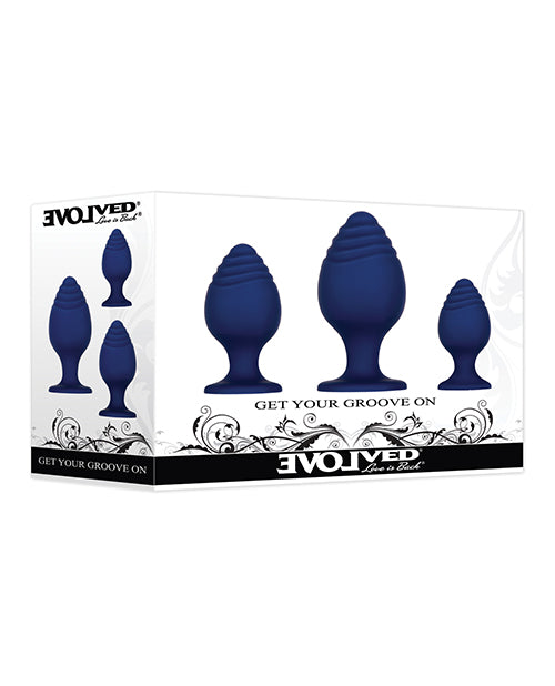 Evolved Get Your Groove On 3-Piece Silicone Anal Plug Set - Blue