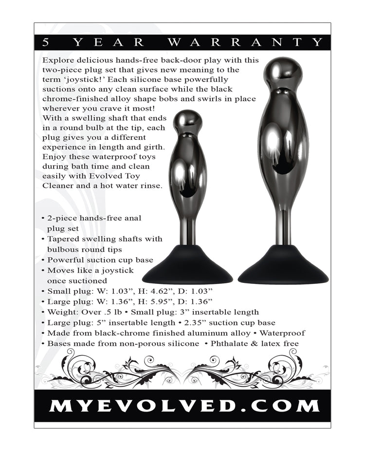 Evolved Joy Sticks 2-Piece Plug Set - Black/Chrome - Empower Pleasure