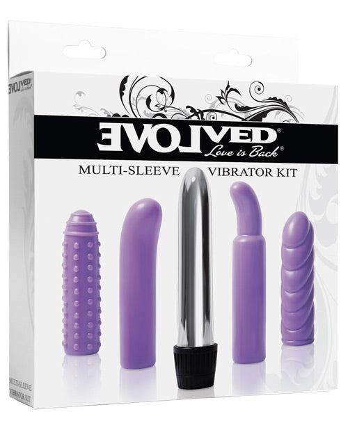 Evolved Multi Sleeve Vibrator Kit with 4 Textured Sleeves & Vibe - Purple - Empower Pleasure