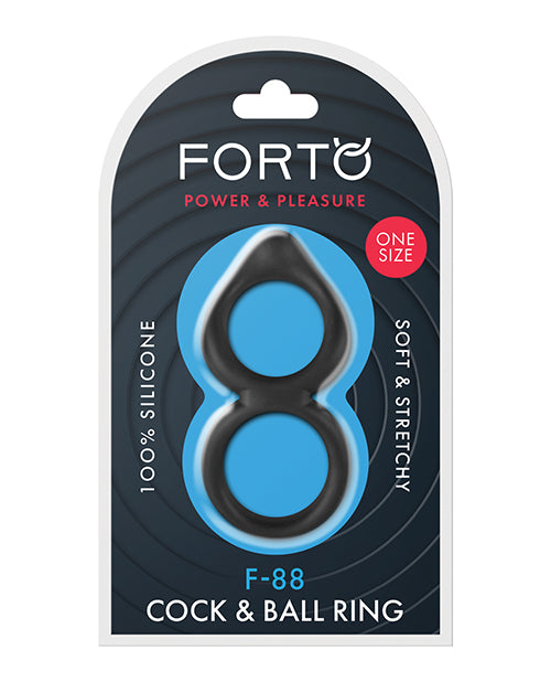 Forto F-88 Double Ring Liquid Silicone Cock Ring - Black - Empower Pleasure