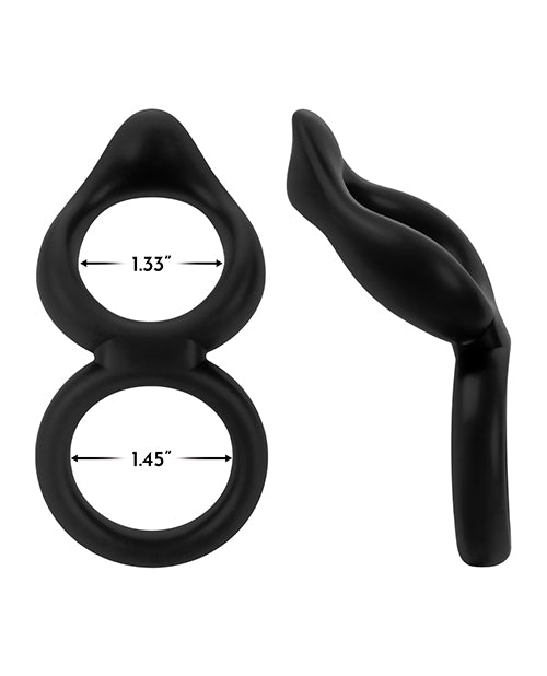 Forto F-88 Double Ring Liquid Silicone Cock Ring - Black - Empower Pleasure