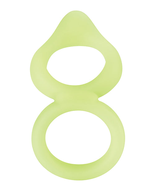 Forto F-88 Double Ring Liquid Silicone Cock Ring - Glow in the Dark - Empower Pleasure