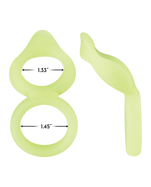 Forto F-88 Double Ring Liquid Silicone Cock Ring - Glow in the Dark - Empower Pleasure