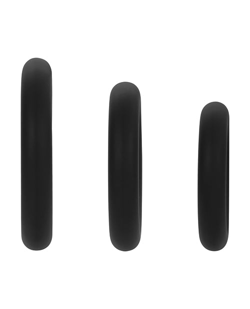 Forto F-61 Liquid 3 Piece Cock Ring Set - Black - Empower Pleasure
