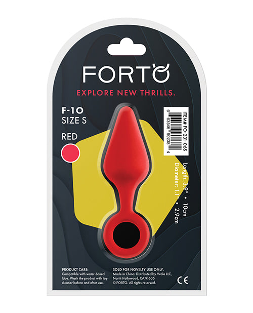 Forto F-10 Silicone Plug with Pull Ring - Small Red - Empower Pleasure