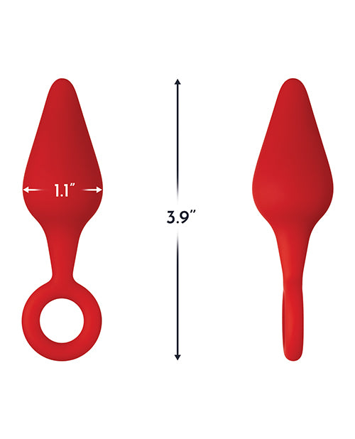 Forto F-10 Silicone Plug with Pull Ring - Small Red - Empower Pleasure