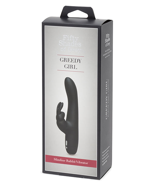 Fifty Shades of Grey Greedy Girl Rechargeable Slimline Rabbit Vibrator - Black - Empower Pleasure