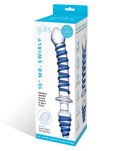 Glas 10" Mr. Swirly Double Ended Glass Dildo & Butt P - Empower Pleasure