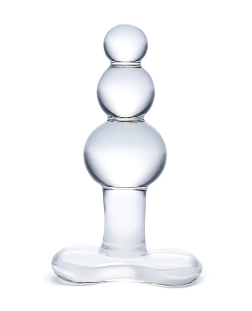 Glas 4" Beaded Glass Butt Plug w/Tapered Base - Clear - Empower Pleasure