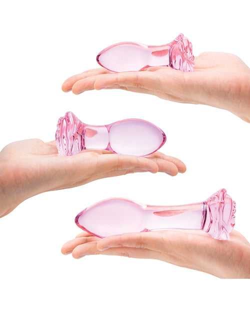 Glas 3 pc Rosebud Butt Plug Set - Pink - Empower Pleasure