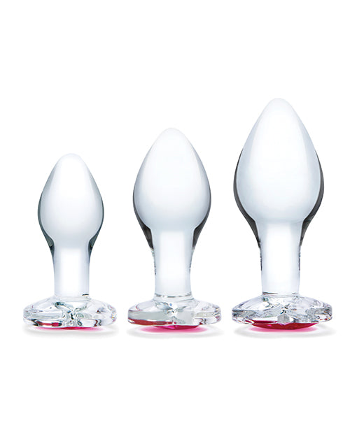 Glas 3 pc Heart Jewel Glass Anal Training Kit - Empower Pleasure