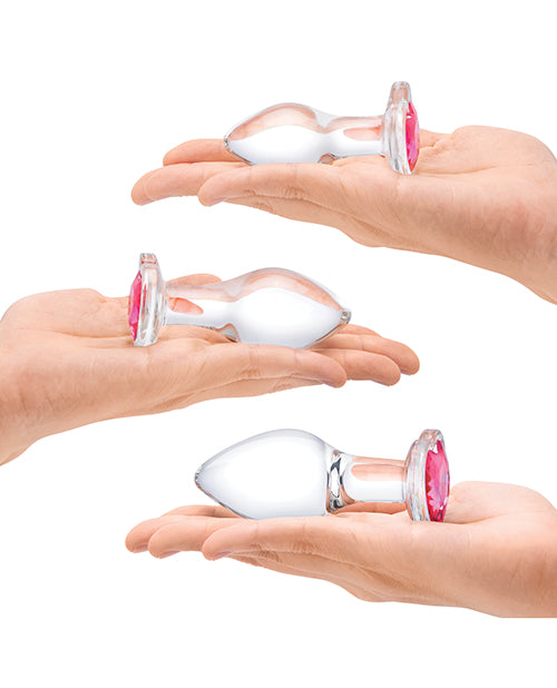 Glas 3 pc Heart Jewel Glass Anal Training Kit - Empower Pleasure