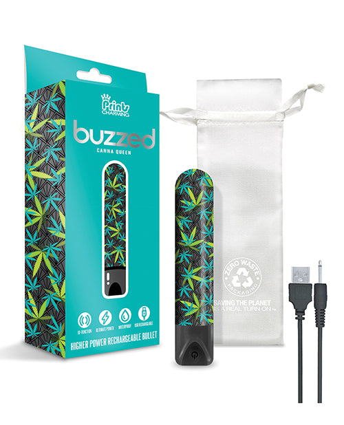 Buzzed 3.5" Rechargeable Bullet - Canna Queen Black - Empower Pleasure