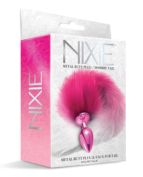 Nixie Metal Butt Plug w/Faux Fur Tail - Pink Metallic - Empower Pleasure