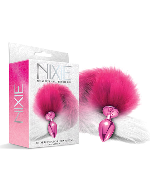 Nixie Metal Butt Plug w/Faux Fur Tail - Pink Metallic - Empower Pleasure