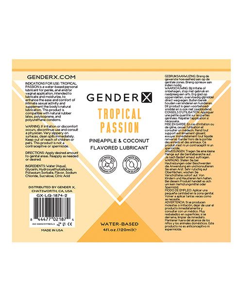 Gender X Flavored Lube - 4 oz Tropical Passion - Empower Pleasure