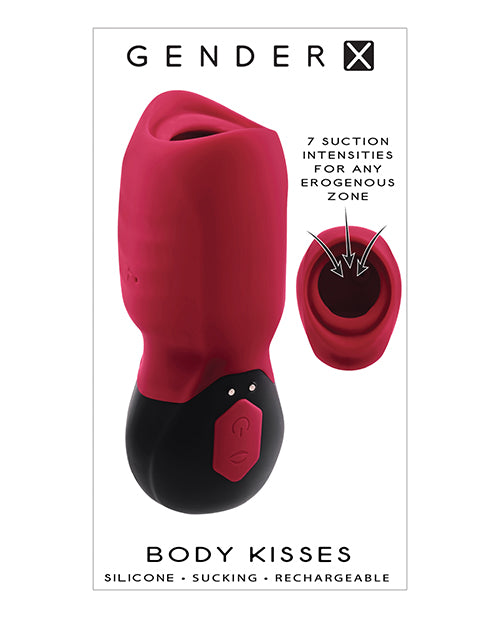 Gender X Body Kisses Vibrating Suction Massager - Red/Black - Empower Pleasure
