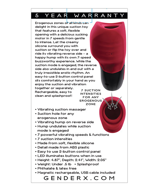 Gender X Body Kisses Vibrating Suction Massager - Red/Black - Empower Pleasure