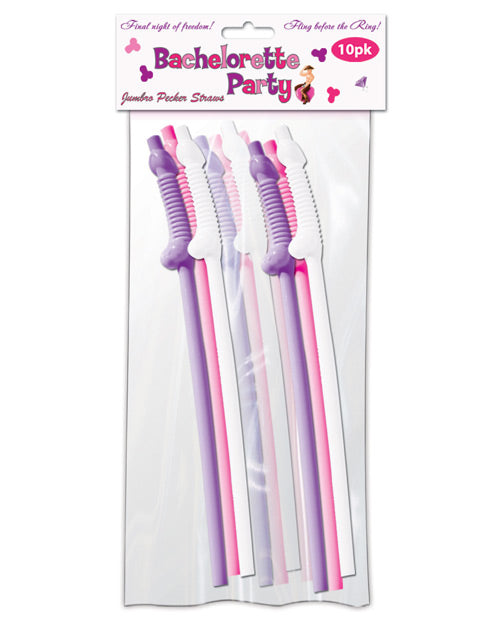 Bachelorette Party Pecker Sipping Straws - Assorted Colors Pack of 10 - Empower Pleasure