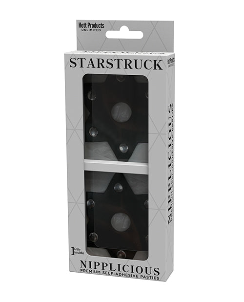 Nipplicious Starstruck Leather Pasties w/Studs & Nipple Hole - Black - Empower Pleasure