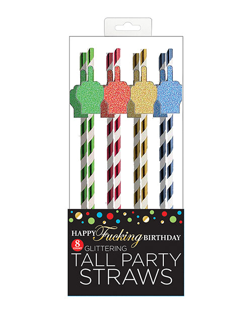 Happy Fucking Birthday Tall Straws - Pack of 8 - Empower Pleasure