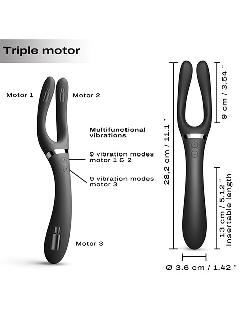 Dorcel Infinite Joy Bendable Forked Vibrator - Black - Empower Pleasure