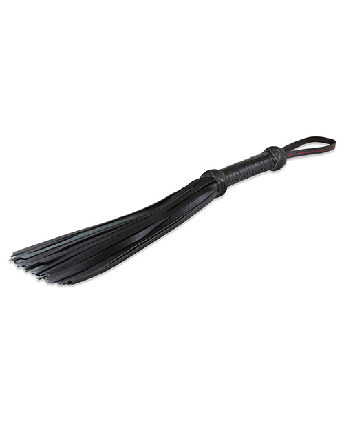 Sultra 16" Lambskin Twill Weave Grip Flogger - Black - Empower Pleasure