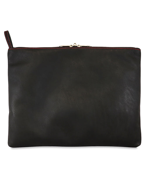 Sultra Leather Toy Bag with Lockable Pullers & Inside Pockets - Black - Empower Pleasure
