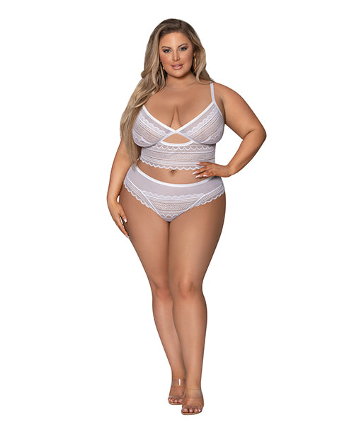 Modern Romance Bralette & Cheeky Hipster White 2X - Empower Pleasure