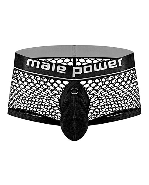 Cock Pit Fishnet Mini Cock Ring Short - Black - Empower Pleasure