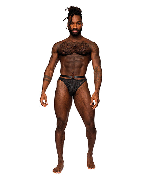 Rude Awakening Mesh Strap Thong Black L/XL - Empower Pleasure