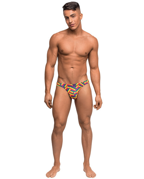 Pride Fest Contoured Pouch Bong Thong - Rainbow - Empower Pleasure