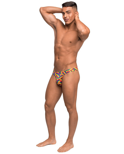 Pride Fest Contoured Pouch Bong Thong - Rainbow - Empower Pleasure