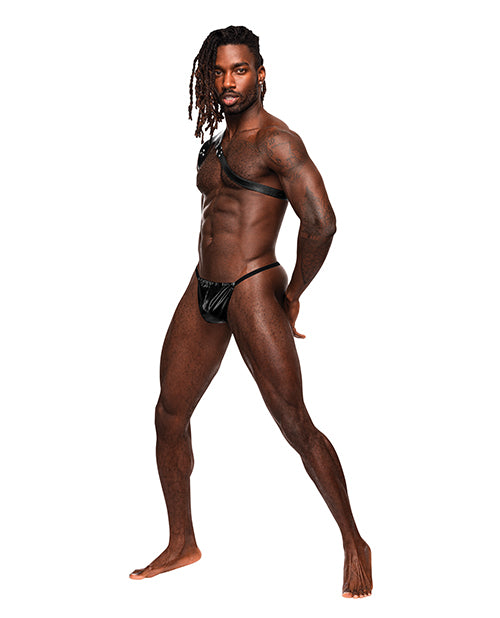 Zodiac PU Leather Shoulder Harness Black O/S - Empower Pleasure