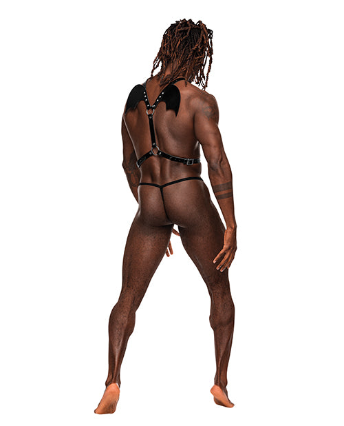 Sagittarius PU Leather Chest & Winged Back Harness Black O/S - Empower Pleasure