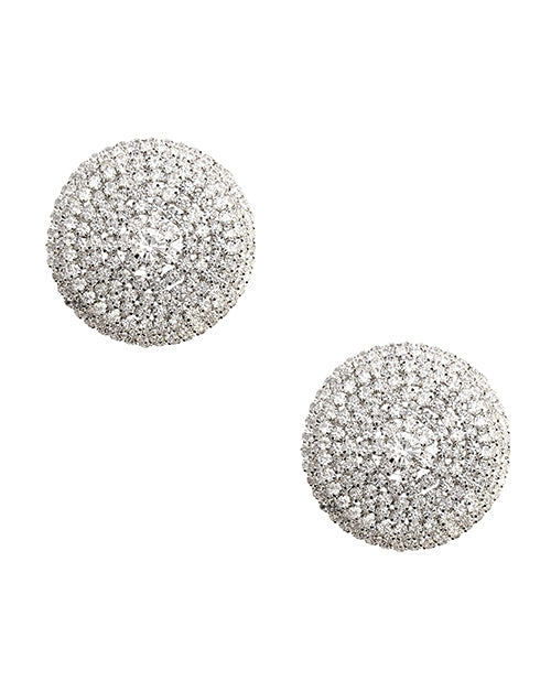 Burlesque Big O Crystal Jewel Reusable Silicone Nipztix - Silver O/S - Empower Pleasure