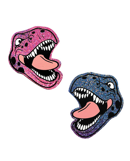 Neva Nude Black Light Dinosaur Pasties - Pink & Blue O/S - Empower Pleasure