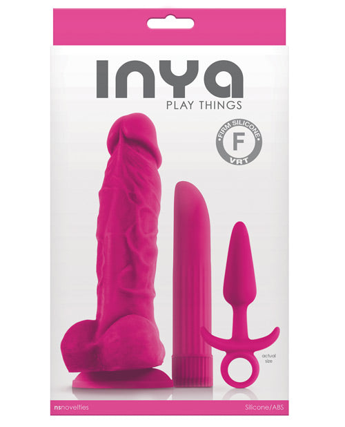 INYA Play Things Set of Plug, Dildo & Vibrator - Assorted Colors - Empower Pleasure