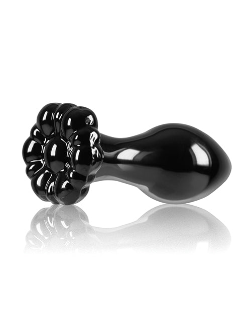 Crystal Flower Butt Plug - Black - Empower Pleasure